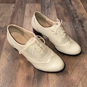 heeled oxford brogue shoes